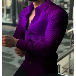Men's Shirt Dress Shirt Gradient Daily Holiday Black Red Blue Purple Long Sleeve Turndown Spring & Summer Clothing Apparel 3D Print