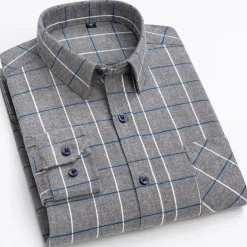 Men's Shirt Dress Shirt Plaid Office & Career Wedding Party Red Navy Blue Blue Orange Long Sleeve Lapel Spring & Fall Clothing Apparel Front Pocket