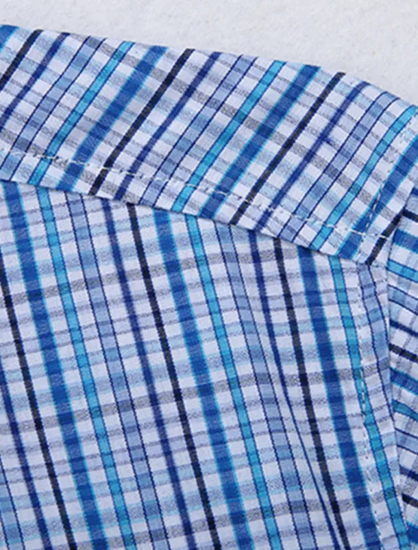 Men's Shirt Dress Shirt Plaid Office & Career Wedding Party Light Pink Light Blue Pink Dark Pink Short Sleeve Lapel Summer Clothing Apparel