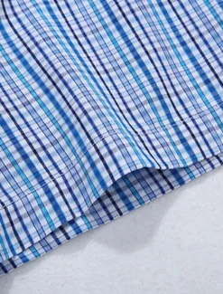 Men's Shirt Dress Shirt Plaid Office & Career Wedding Party Light Pink Light Blue Pink Dark Pink Short Sleeve Lapel Summer Clothing Apparel