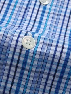 Men's Shirt Dress Shirt Plaid Office & Career Wedding Party Light Pink Light Blue Pink Dark Pink Short Sleeve Lapel Summer Clothing Apparel