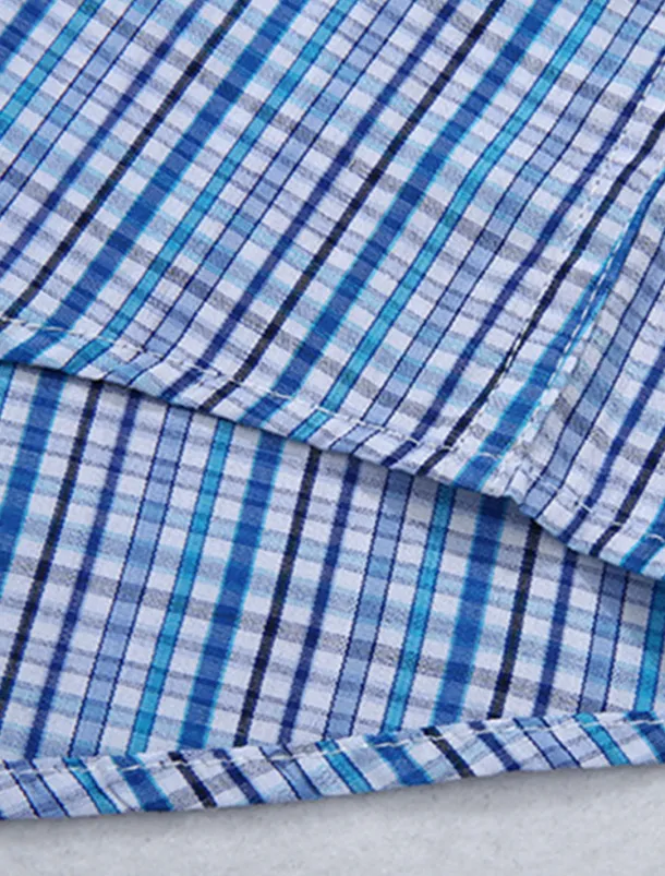 Men's Shirt Dress Shirt Plaid Office & Career Wedding Party Light Pink Light Blue Pink Dark Pink Short Sleeve Lapel Summer Clothing Apparel