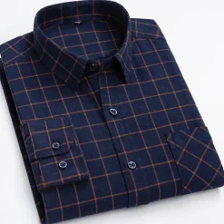 Men's Shirt Dress Shirt Plaid Office & Career Wedding Party Light Blue Black Navy Blue Blue Long Sleeve Lapel Spring & Fall Clothing Apparel Front Pocket