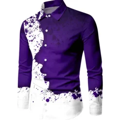 Men's Shirt Graphic Shirt Graphic Turndown Wine Blue Purple Green 3D Print Outdoor Halloween Long Sleeve Print Button-Down Clothing Apparel Vintage Cool Designer Casual