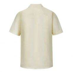 Men's Shirt Guayabera Shirt Light Yellow Black White Light Green Pink Short Sleeve Turndown School Performance Embroidered Clothing Apparel Elegant Vacation Vintage Neutral