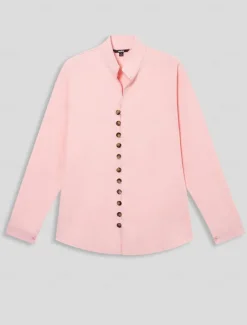 Men's Shirt Linen Shirt Beach Shirt Button Up Shirt Plain Casual Daily Black White Pink Orange Long Sleeve Band Collar Spring & Summer Clothing Apparel