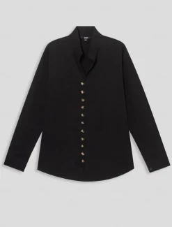 Men's Shirt Linen Shirt Beach Shirt Button Up Shirt Plain Casual Daily Black White Pink Orange Long Sleeve Band Collar Spring & Summer Clothing Apparel