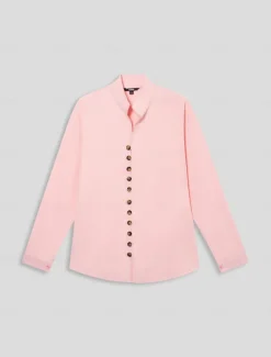 Men's Shirt Linen Shirt Beach Shirt Button Up Shirt Plain Casual Daily Black White Pink Orange Long Sleeve Band Collar Spring & Summer Clothing Apparel