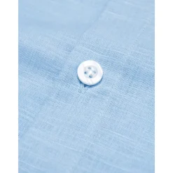 Men's Shirt Linen Shirt Blue Long Sleeve Solid Color Fold-over Collar Spring & Summer Street Daily Clothing Apparel