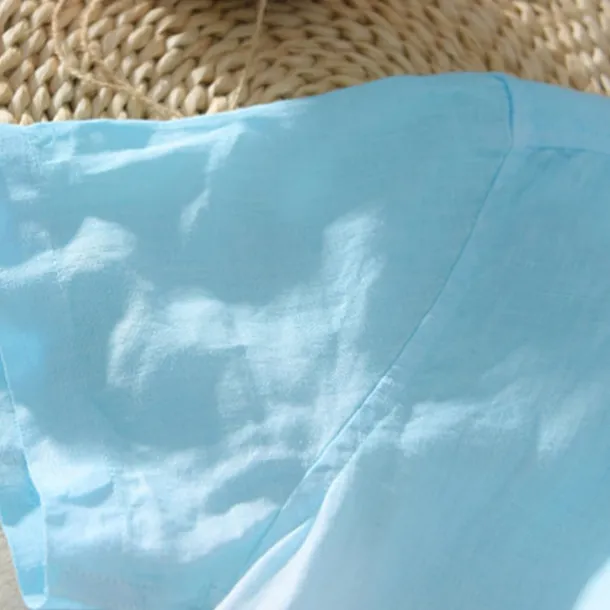 Men's Shirt Linen Shirt Cotton Linen Shirt Chinese Collar Shirt Mandarin Collar Shirt Summer Shirt Gradient Vacation Street Yellow Orange Green Light Blue Short Sleeve Grandad Collar Summer Clothing