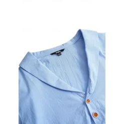 Men's Shirt Linen Shirt Popover Shirt Summer Shirt Beach Wear Plain Vacation Casual Black Khaki Light Blue Long Sleeve Collar Spring & Summer Clothing Apparel