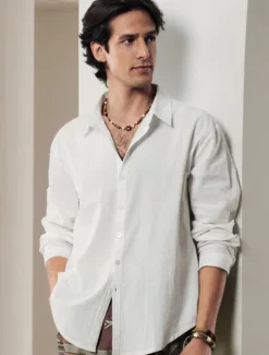 Men's Shirt Linen Shirt Solid Color Casual Daily White Pink Navy Blue Blue Long Sleeve Collar Spring & Summer Clothing Apparel Button-Down