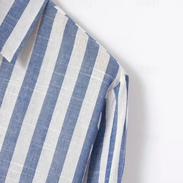 Men's Shirt Linen Shirt Summer Shirt Casual Shirt Beach Shirt Button Up Shirt Striped Vacation Holiday Black Yellow Pink Red Long Sleeve Turndown Spring & Fall Clothing Apparel Button-Down