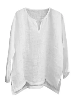 Men's Shirt Linen Shirt Summer Shirt Beach Wear Solid Color Street Hawaiian ArmyGreen Black White Orange Long Sleeve Collar Clothing Apparel