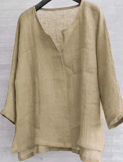 Men's Shirt Linen Shirt Summer Shirt Beach Wear Solid Color Street Hawaiian ArmyGreen Black White Orange Long Sleeve Collar Clothing Apparel