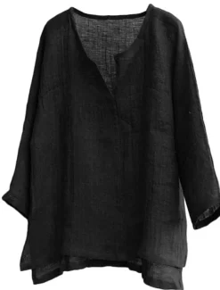 Men's Shirt Linen Shirt Summer Shirt Beach Wear Solid Color Street Hawaiian ArmyGreen Black White Orange Long Sleeve Collar Clothing Apparel