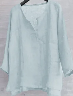 Men's Shirt Linen Shirt Summer Shirt Beach Wear Solid Color Street Hawaiian ArmyGreen Black White Orange Long Sleeve Collar Clothing Apparel