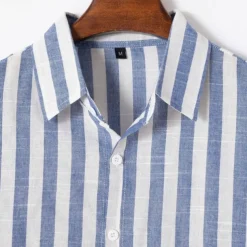 Men's Shirt Linen Shirt Summer Shirt Beach Shirt Cotton Linen Shirt Striped Shirts Striped Vacation Hawaiian Yellow Red Blue Green Long Sleeve Turndown Spring & Fall Clothing Apparel Button-Down