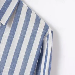 Men's Shirt Linen Shirt Summer Shirt Beach Shirt Cotton Linen Shirt Striped Shirts Striped Vacation Hawaiian Yellow Red Blue Green Long Sleeve Turndown Spring & Fall Clothing Apparel Button-Down