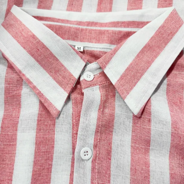 Men's Shirt Linen Shirt Summer Shirt Beach Shirt Cotton Linen Shirt Striped Shirts Striped Vacation Hawaiian Yellow Red Blue Green Long Sleeve Turndown Spring & Fall Clothing Apparel Button-Down