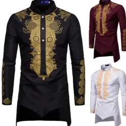 Men's Shirt Modern African Outfits African Print Dashiki Masquerade Adults Shirt Party