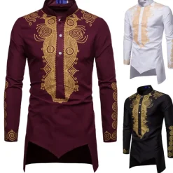 Men's Shirt Modern African Outfits African Print Dashiki Masquerade Adults Shirt Party