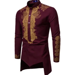 Men's Shirt Modern African Outfits African Print Dashiki Masquerade Adults Shirt Party