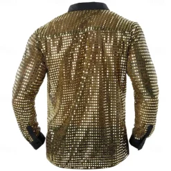 Men's Shirt Prom Shirt Disco Shirt Silver Black Gold Long Sleeve Sequin Collar Performance Party Evening Wear Sequins Clothing Apparel Fashion Casual