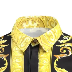 Men's Shirt Prom Shirt Geometric Holiday Beach Yellow Orange Gold Long Sleeve Classic Collar Spring & Fall Clothing Apparel Print