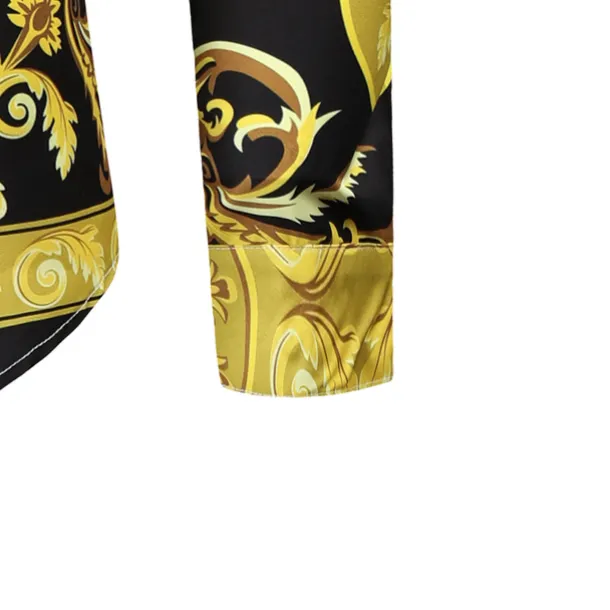 Men's Shirt Prom Shirt Geometric Holiday Beach Yellow Orange Gold Long Sleeve Classic Collar Spring & Fall Clothing Apparel Print