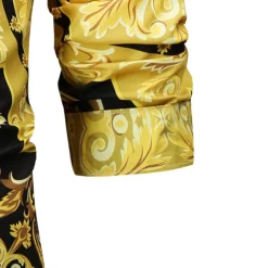 Men's Shirt Prom Shirt Geometric Holiday Beach Yellow Orange Gold Long Sleeve Classic Collar Spring & Fall Clothing Apparel Print