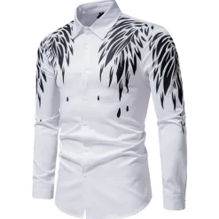 Men's Shirt Prom Shirt Graphic Daily Black White All Seasons Clothing Apparel Print