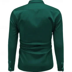 Men's Shirt Satin Shirt Casual Shirt Button Up Shirt Plain Wedding Vacation Black White Wine Blue Long Sleeve Lapel Spring & Fall Clothing Apparel Buttons