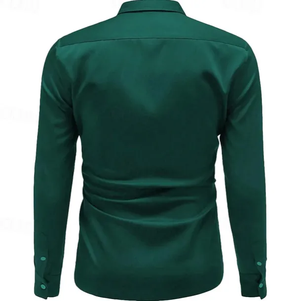 Men's Shirt Satin Shirt Casual Shirt Button Up Shirt Plain Wedding Vacation Black White Wine Blue Long Sleeve Lapel Spring & Fall Clothing Apparel Buttons