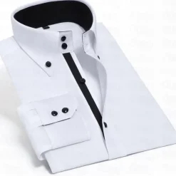 Men's Shirt Spearpoint Collar Shirt Dress Shirt Button Down Shirt Plain Wedding Party Black White Red Navy Blue Long Sleeve Lapel Spring & Fall Clothing Apparel Button-Down