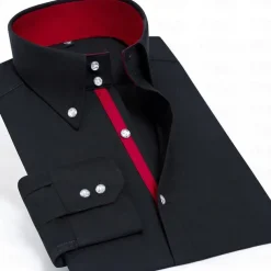 Men's Shirt Spearpoint Collar Shirt Dress Shirt Button Down Shirt Plain Wedding Party Black White Red Navy Blue Long Sleeve Lapel Spring & Fall Clothing Apparel Button-Down