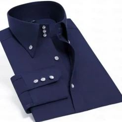 Men's Shirt Spearpoint Collar Shirt Dress Shirt Button Down Shirt Plain Wedding Party Black White Red Navy Blue Long Sleeve Lapel Spring & Fall Clothing Apparel Button-Down