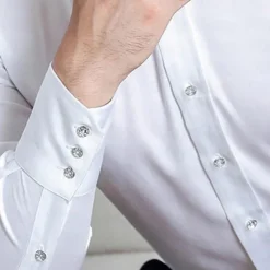 Men's Shirt Spearpoint Collar Shirt Dress Shirt Button Down Shirt Plain Wedding Party Black White Red Navy Blue Long Sleeve Lapel Spring & Fall Clothing Apparel Button-Down