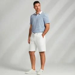 Men's Shirt Striped Horizontal Stripes Casual Cable Knit Polo Short Sleeve Outdoor Causal Casual Summer Print Turndown Black Blue Micro-elastic 48% cotton, 48% polyester, 4% spandex