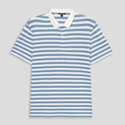 Men's Shirt Striped Horizontal Stripes Casual Cable Knit Polo Short Sleeve Outdoor Causal Casual Summer Print Turndown Black Blue Micro-elastic 48% cotton, 48% polyester, 4% spandex