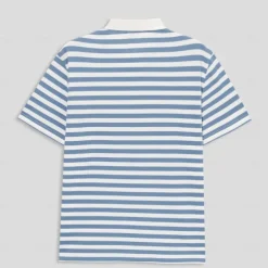 Men's Shirt Striped Horizontal Stripes Casual Cable Knit Polo Short Sleeve Outdoor Causal Casual Summer Print Turndown Black Blue Micro-elastic 48% cotton, 48% polyester, 4% spandex