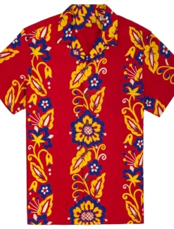 Men's Shirt Summer Hawaiian Shirt Button Up Shirt Casual Shirt Camp Collar Shirt Graphic Prints Flower Turndown Red Blue Street Holiday Short Sleeve Button Print Clothing Apparel Tropical Hawaiian