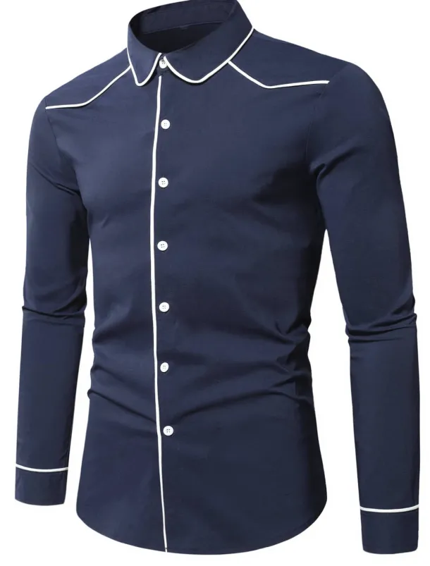 Men's Shirt Summer Shirt Button Up Shirt Casual Shirt Black Wine Dark Blue Coffee Long Sleeve Plain Lapel Daily Vacation Clothing Apparel Fashion Casual Comfortable