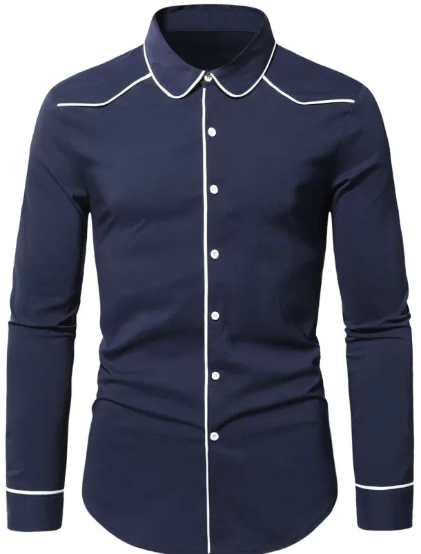 Men's Shirt Summer Shirt Button Up Shirt Casual Shirt Black Wine Dark Blue Coffee Long Sleeve Plain Lapel Daily Vacation Clothing Apparel Fashion Casual Comfortable