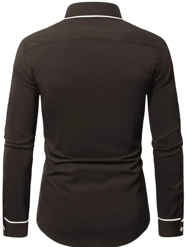 Men's Shirt Summer Shirt Button Up Shirt Casual Shirt Black Wine Dark Blue Coffee Long Sleeve Plain Lapel Daily Vacation Clothing Apparel Fashion Casual Comfortable