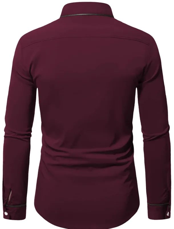 Men's Shirt Summer Shirt Button Up Shirt Casual Shirt Black Wine Dark Blue Coffee Long Sleeve Plain Lapel Daily Vacation Clothing Apparel Fashion Casual Comfortable