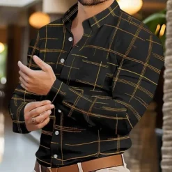 Men's Shirt Summer Shirt Casual Shirt Beach Shirt Button Up Shirt Black White Wine Royal Blue Purple Long Sleeve Printing Lapel Vacation Hawaiian Clothing Apparel Polyester Fashion Casual Comfortable