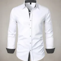 Men's Shirt Summer Shirt Casual Shirt Beach Shirt Collared Shirt Button Up Shirt Black White Red Long Sleeve Polka Dot Lapel Vacation Hawaiian Pocket Clothing Apparel Polyester Fashion Casual