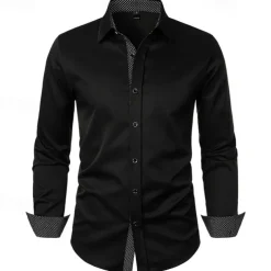 Men's Shirt Summer Shirt Casual Shirt Beach Shirt Collared Shirt Button Up Shirt Black White Red Long Sleeve Polka Dot Lapel Vacation Hawaiian Pocket Clothing Apparel Polyester Fashion Casual