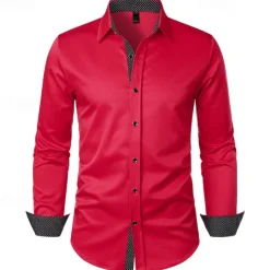 Men's Shirt Summer Shirt Casual Shirt Beach Shirt Collared Shirt Button Up Shirt Black White Red Long Sleeve Polka Dot Lapel Vacation Hawaiian Pocket Clothing Apparel Polyester Fashion Casual